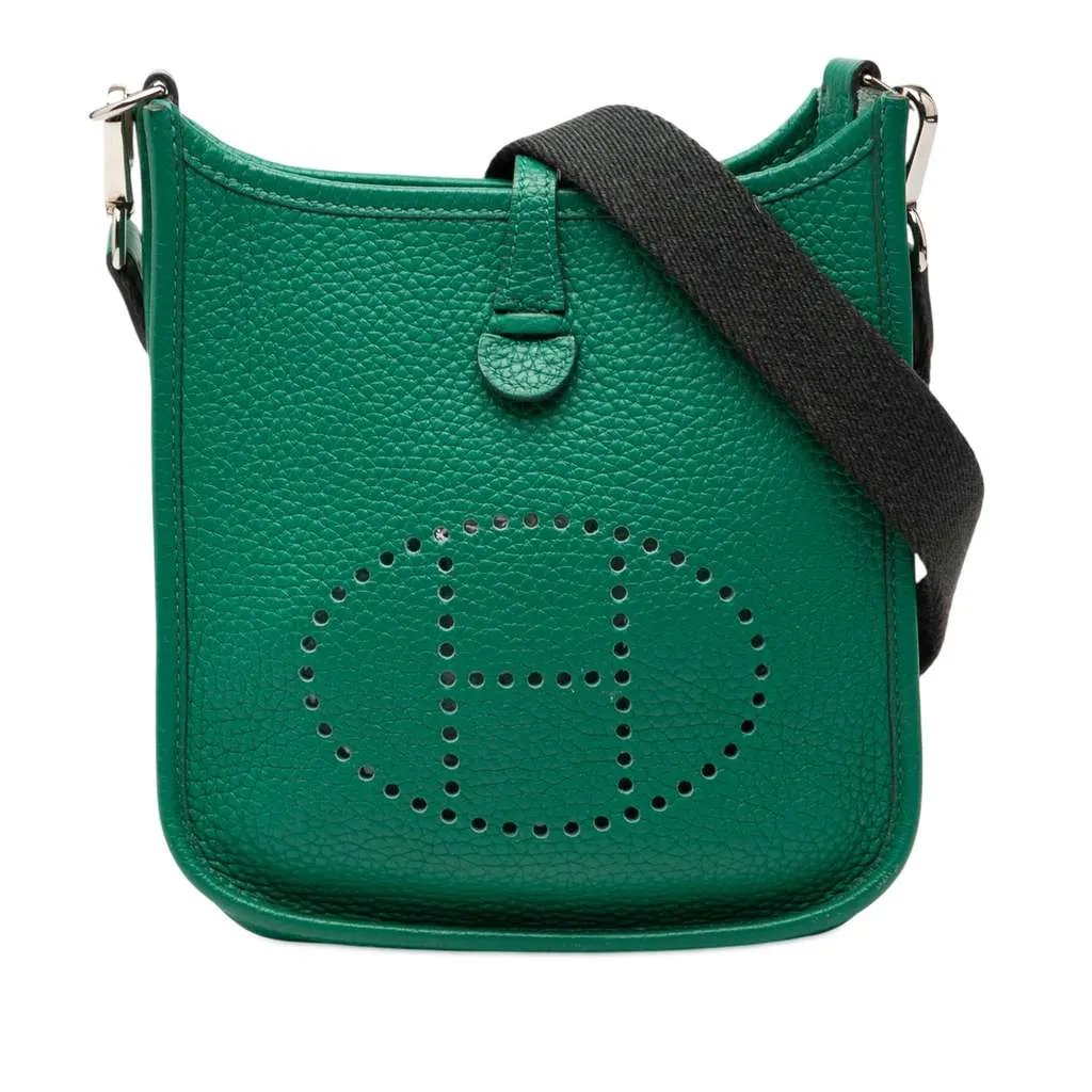 Hermès Clemence Evelyne TPM Green Leather Very good - Front View