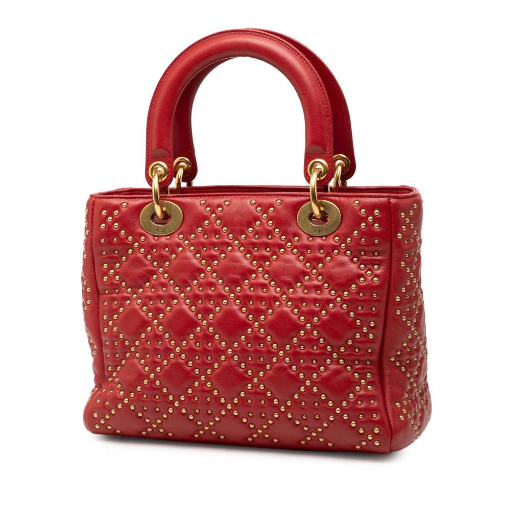 Dior Medium Lambskin Cannage Studded Supple Lady Dior - 2