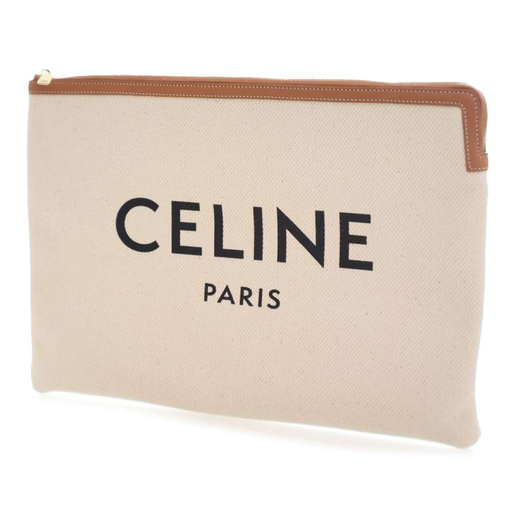 Celine Large Canvas Logo Clutch - 2