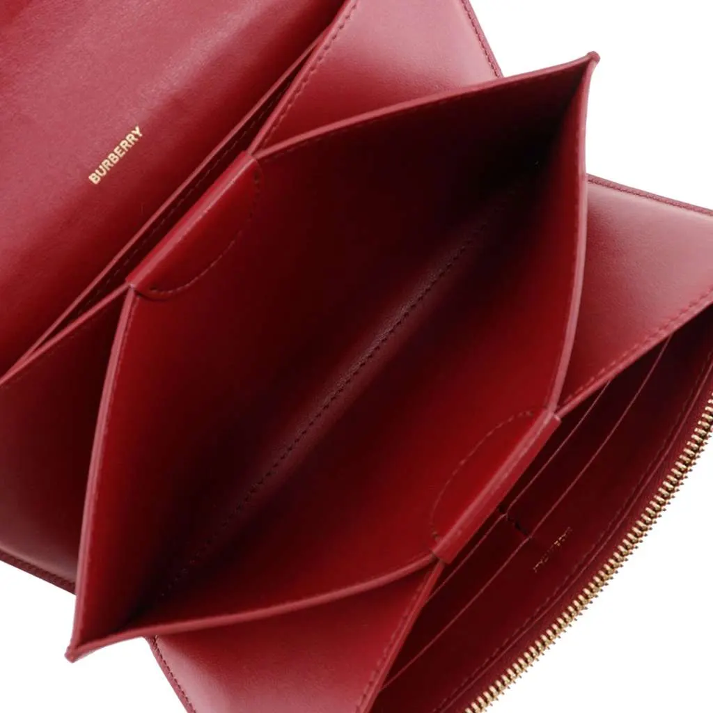 Burberry Leather TB Wallet On Strap Red Leather Very good - Model View
