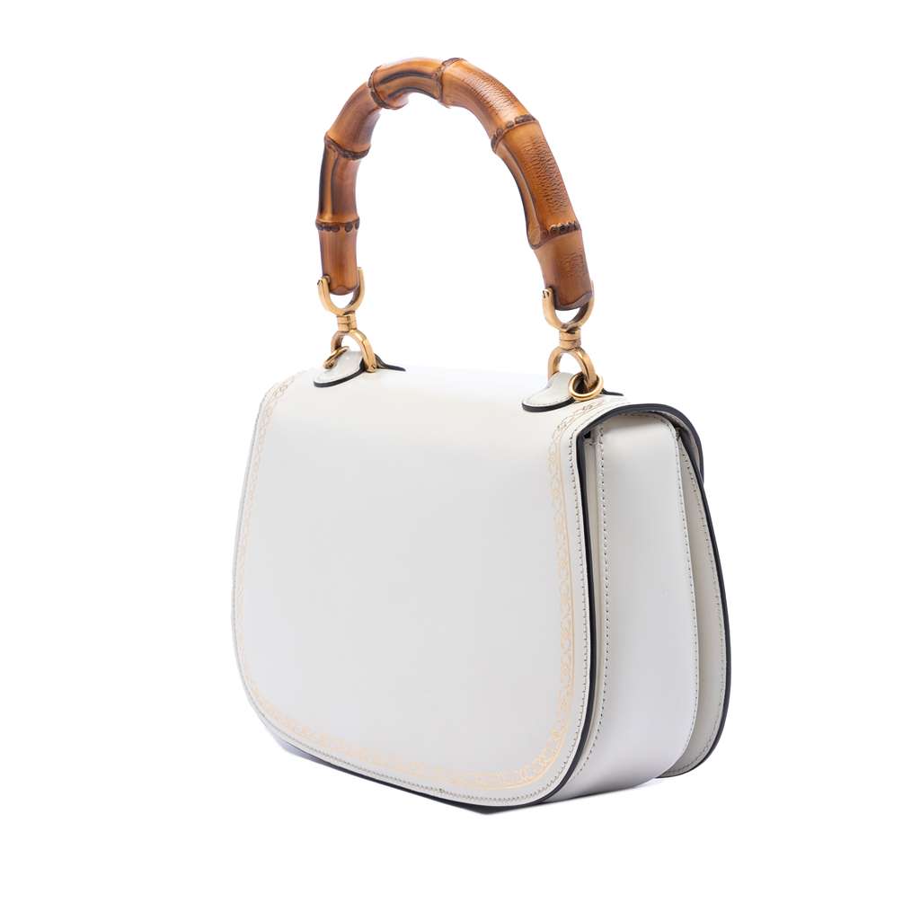 Gucci Calfskin Frame Print Bamboo Top Handle Bag - 2
