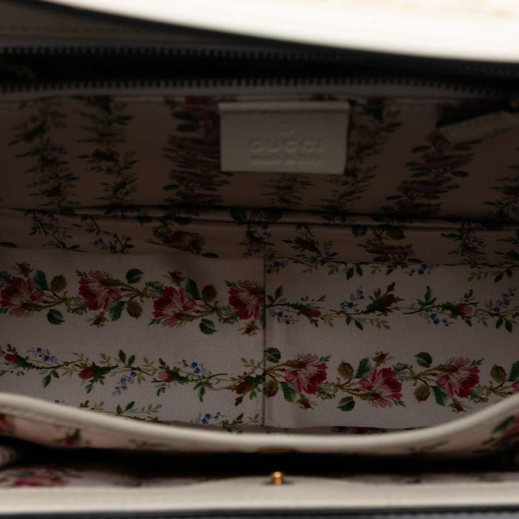 Gucci Calfskin Frame Print Bamboo Top Handle Bag - 4