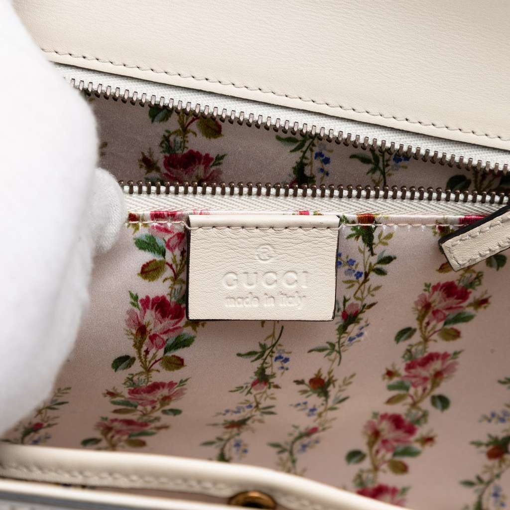 Gucci Calfskin Frame Print Bamboo Top Handle Bag - 5