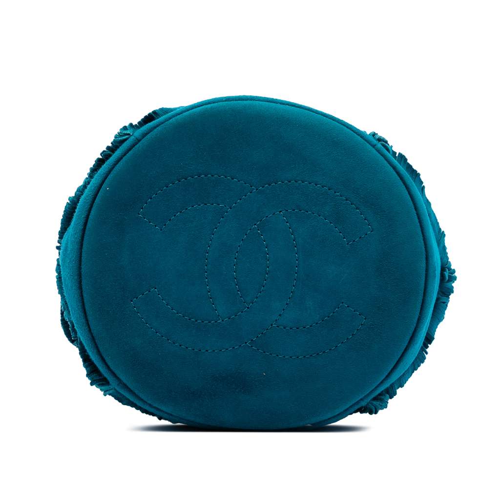 Chanel CC Suede Fringed Drawstring Bucket Bag - 3