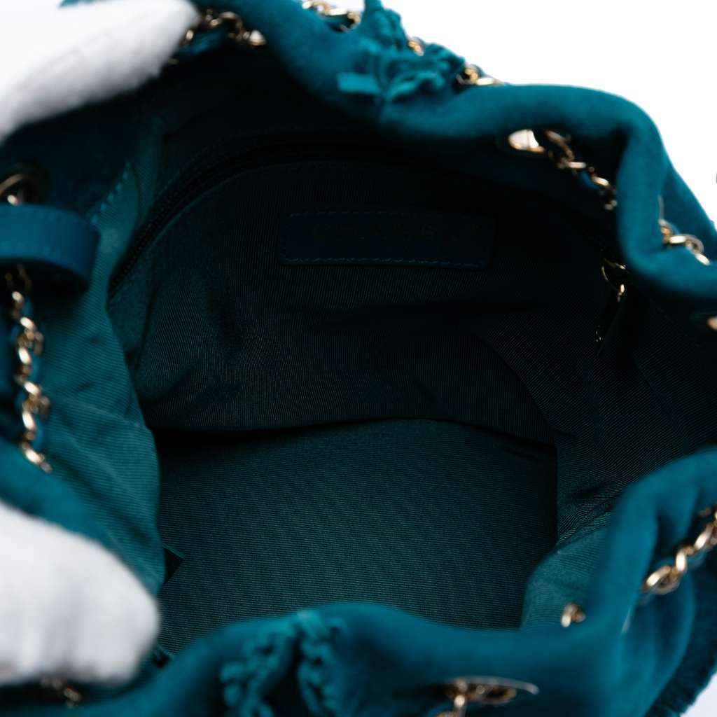 Chanel CC Suede Fringed Drawstring Bucket Bag - 4