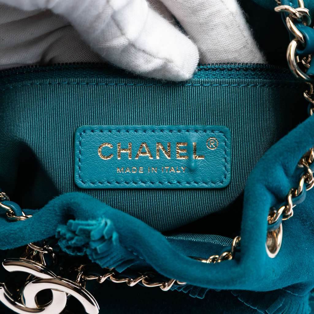 Chanel CC Suede Fringed Drawstring Bucket Bag - 5