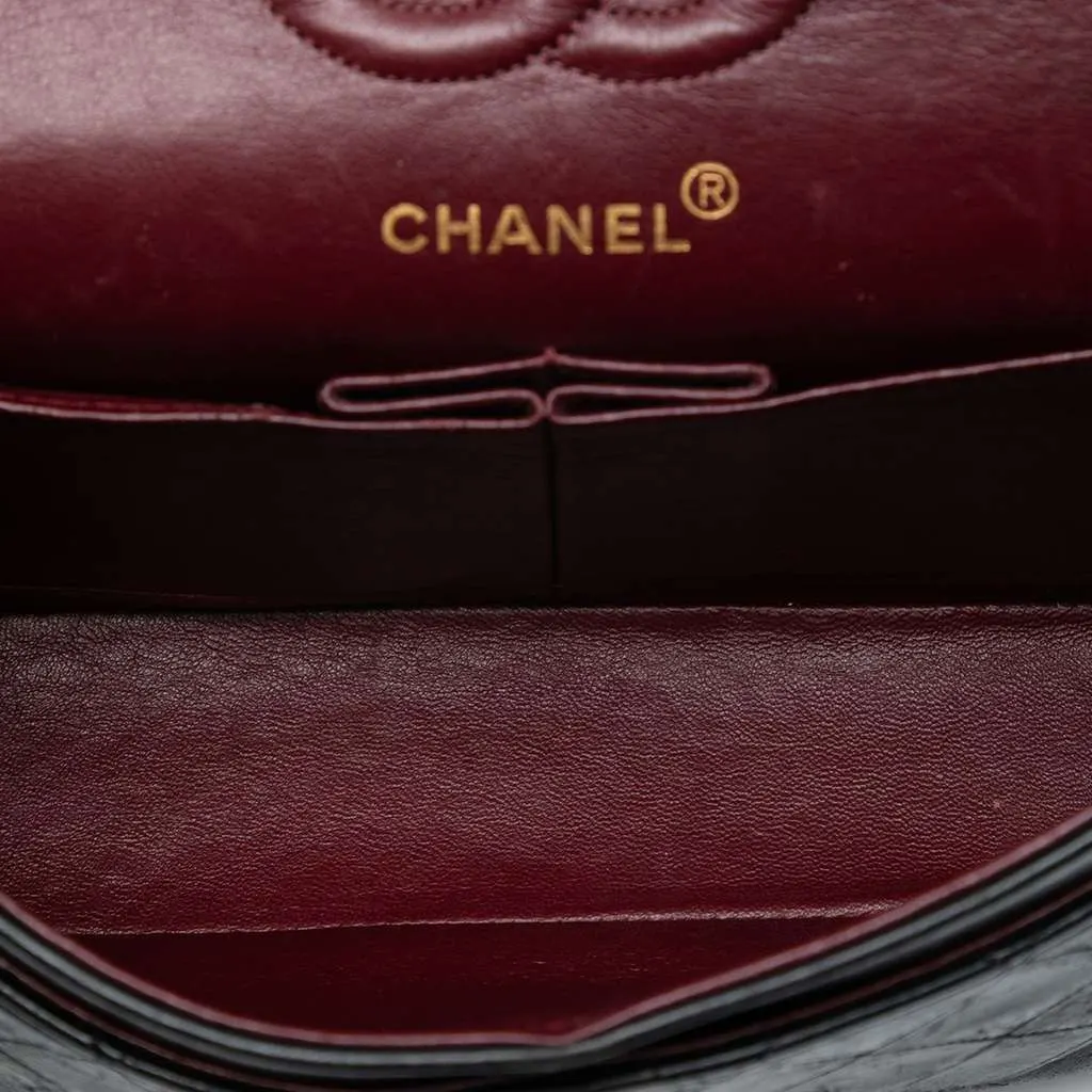 Chanel Small Classic Lambskin Double Flap Black Leather Good - Model View