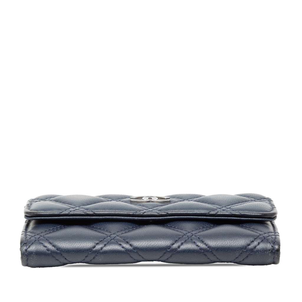 Chanel CC Double Stitch Lambskin Flap Card Holder - 3