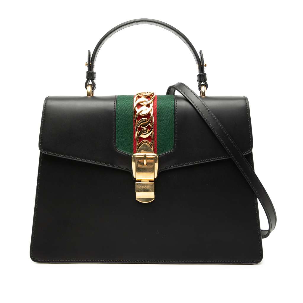 Gucci Medium Leather Sylvie Top Handle Bag