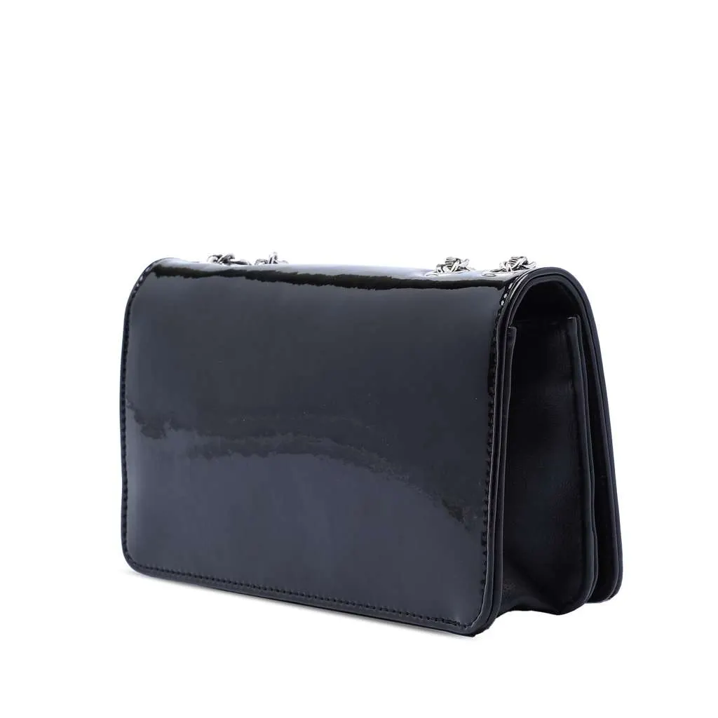 Chanel CC Patent Lipstick Flap Black Leather Very good - Back View