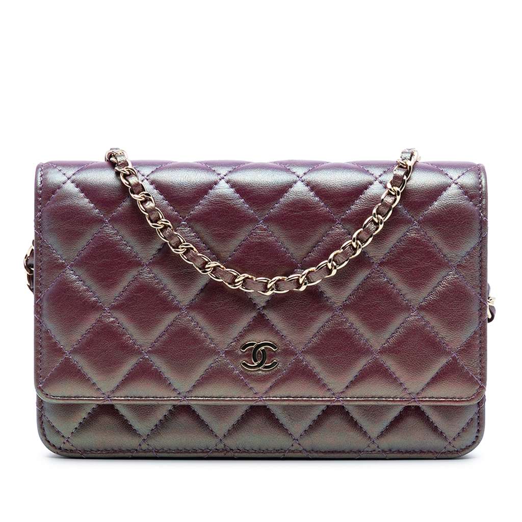 Chanel CC Quilted Iridescent Lambskin Wallet on Chain