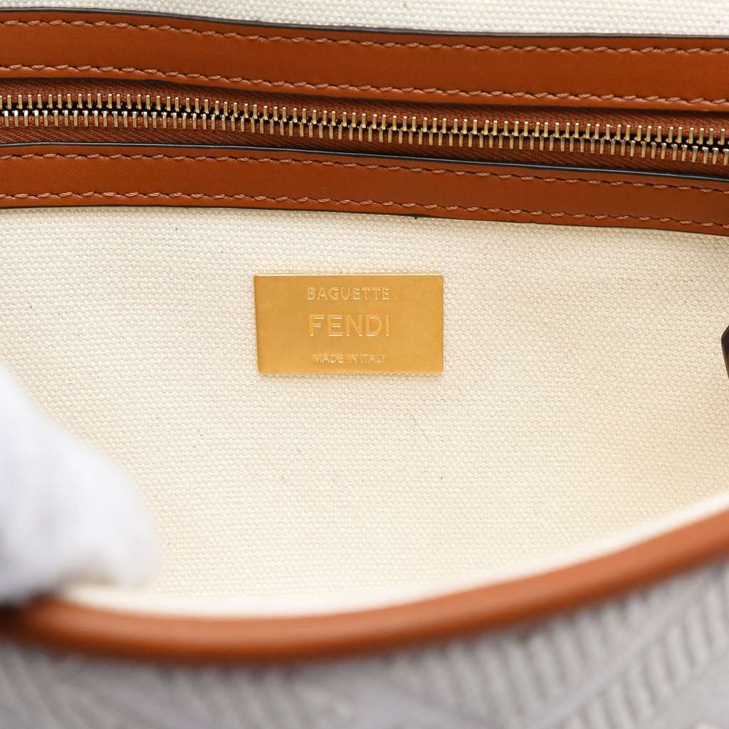 Fendi Zucca Embroidered Canvas Baguette Satchel - 5