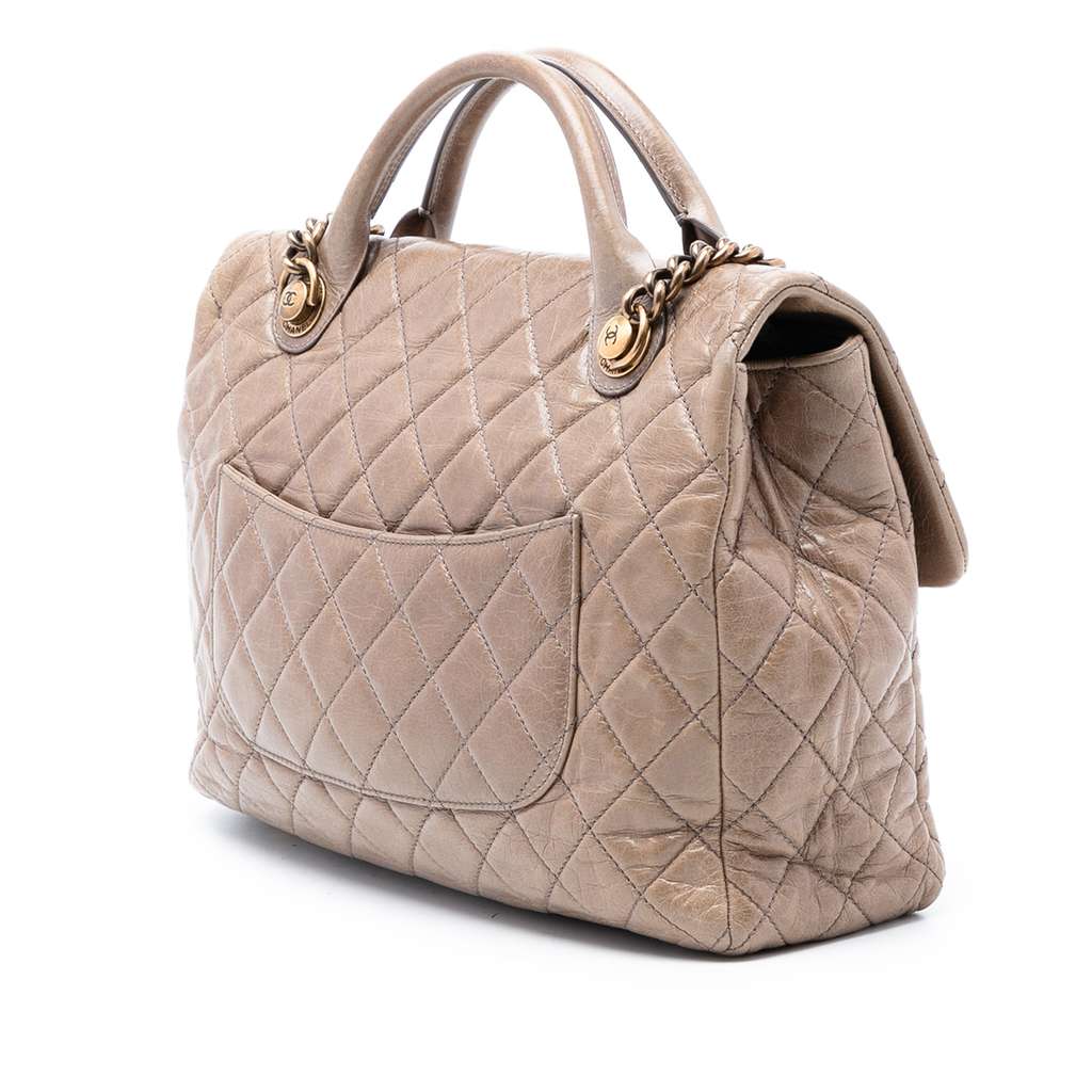 Chanel Large Glazed Calfskin Castle Rock Top Handle Flap - 2