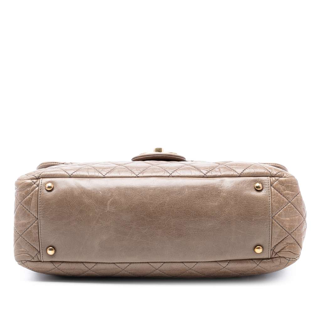 Chanel Large Glazed Calfskin Castle Rock Top Handle Flap - 3