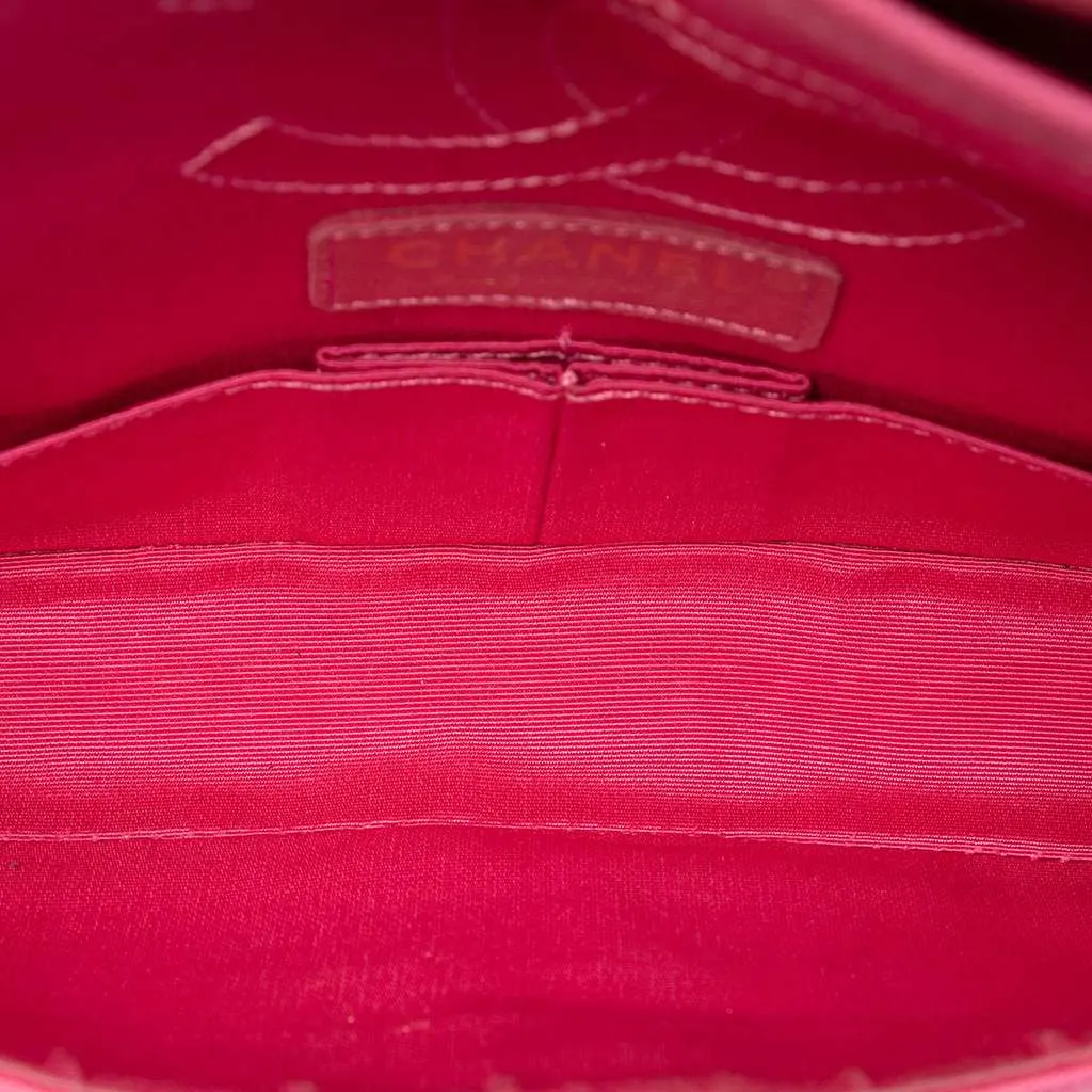 Chanel Croc Quilted Jersey Reissue 2.55 East West Double Flap Pink Cotton Very good - Model View