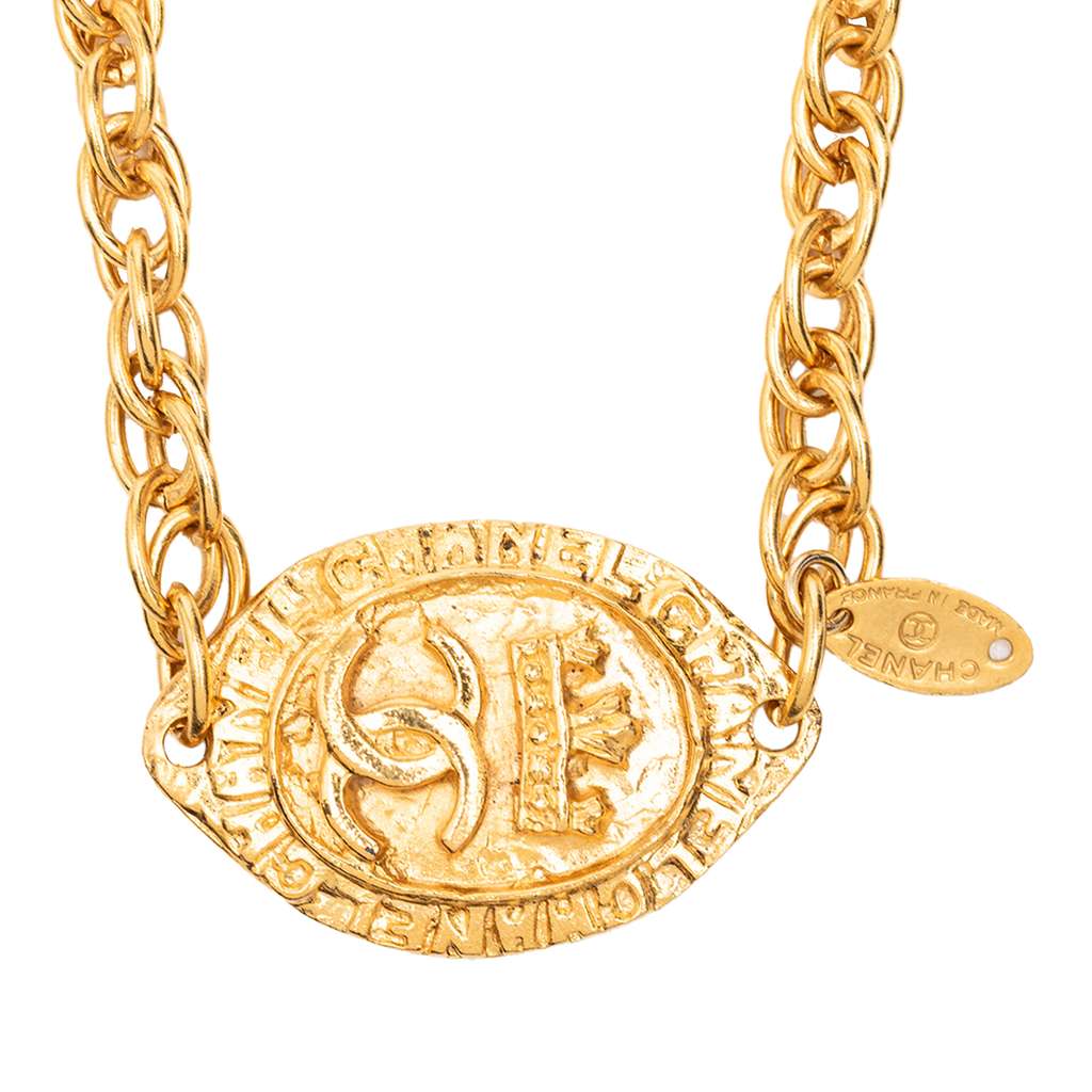 Chanel Gold Plated CC Medallion Pendant Necklace - 2