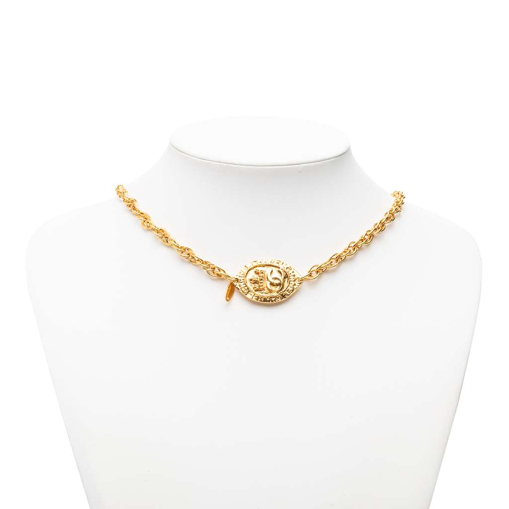 Chanel Gold Plated CC Medallion Pendant Necklace - 5