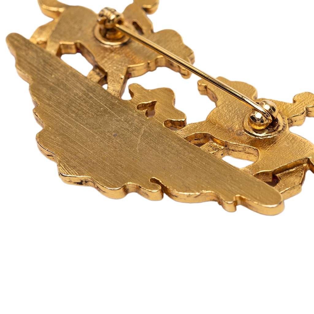 Hermès Gold Plated Enamel Children And Dogs Brooch - 3