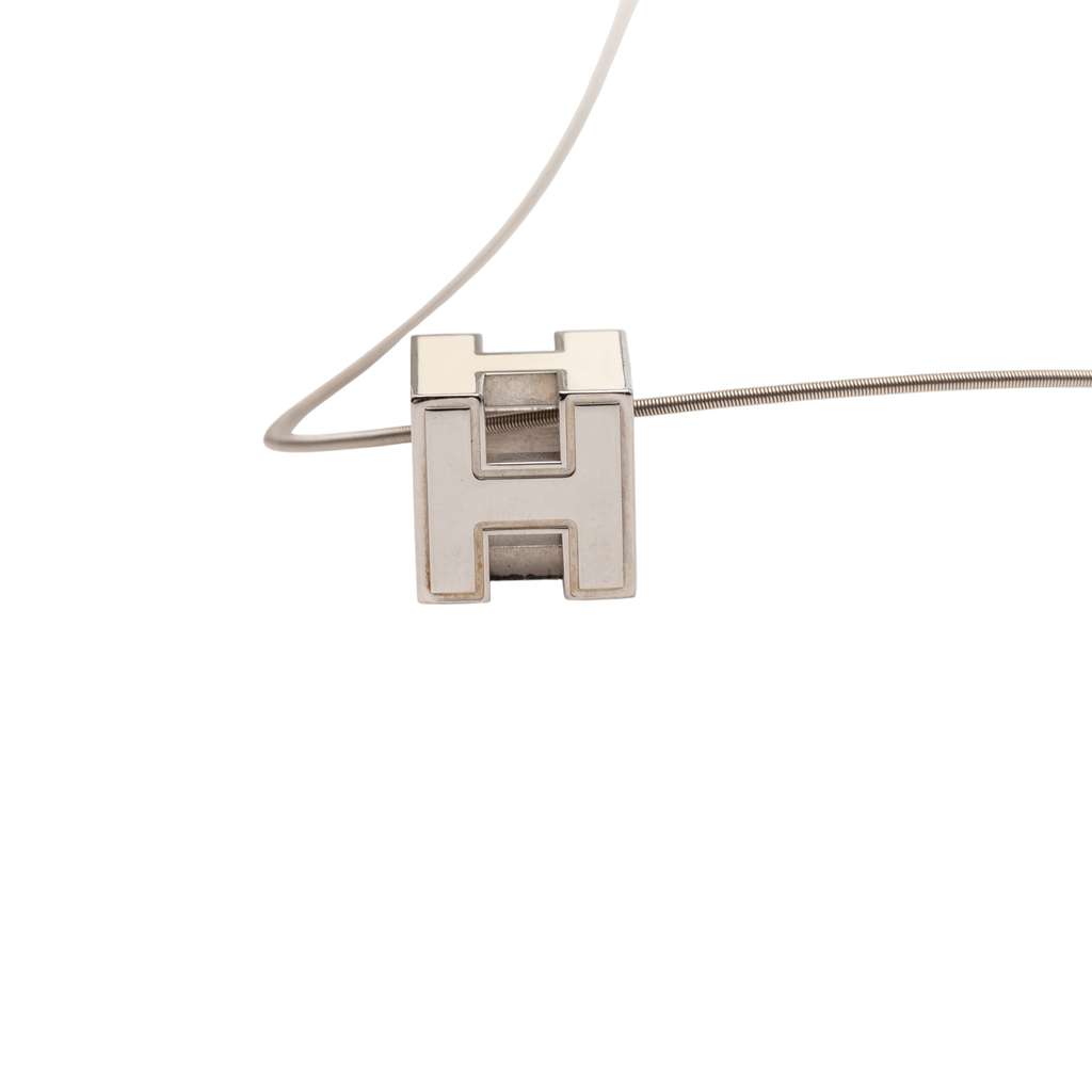 Hermès Palladium Plated Enamel Cage D H Pendant Necklace - 3