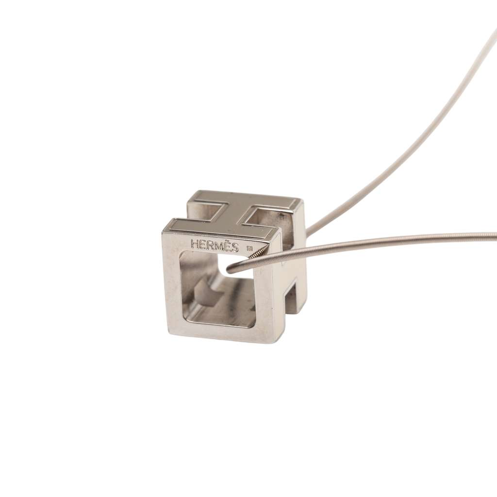 Hermès Palladium Plated Enamel Cage D H Pendant Necklace - 4