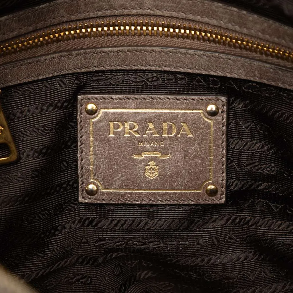 Prada Vitello Shine Bauletto Satchel Brown Leather Very good - Box View