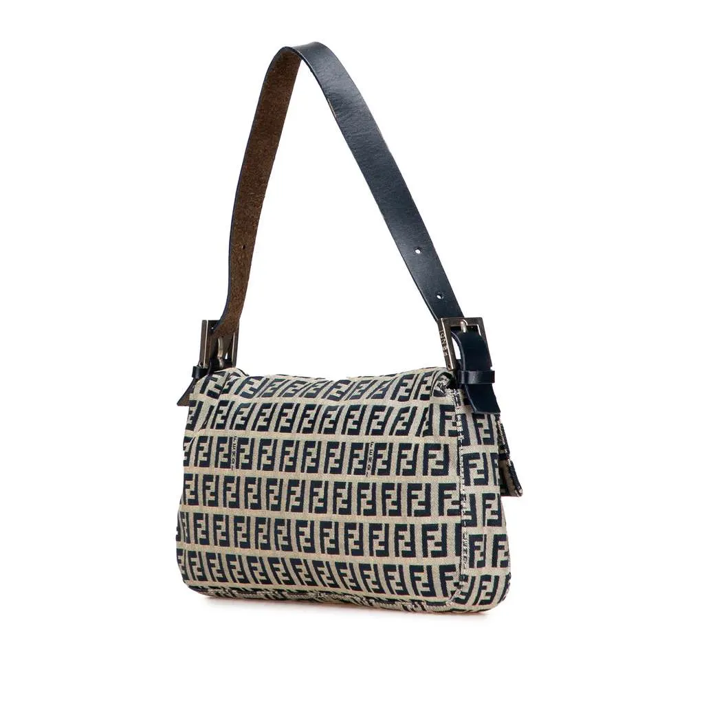 Fendi Zucchino Canvas Baguette Grey Canvas Good - Back View