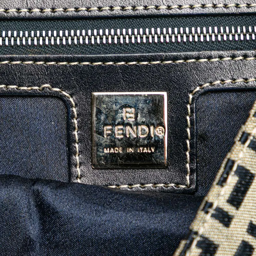 Fendi Zucchino Canvas Baguette Grey Canvas Good - Box View