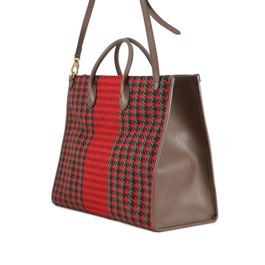Gucci Interlocking G Tweed Houndstooth Stripe Satchel - 2