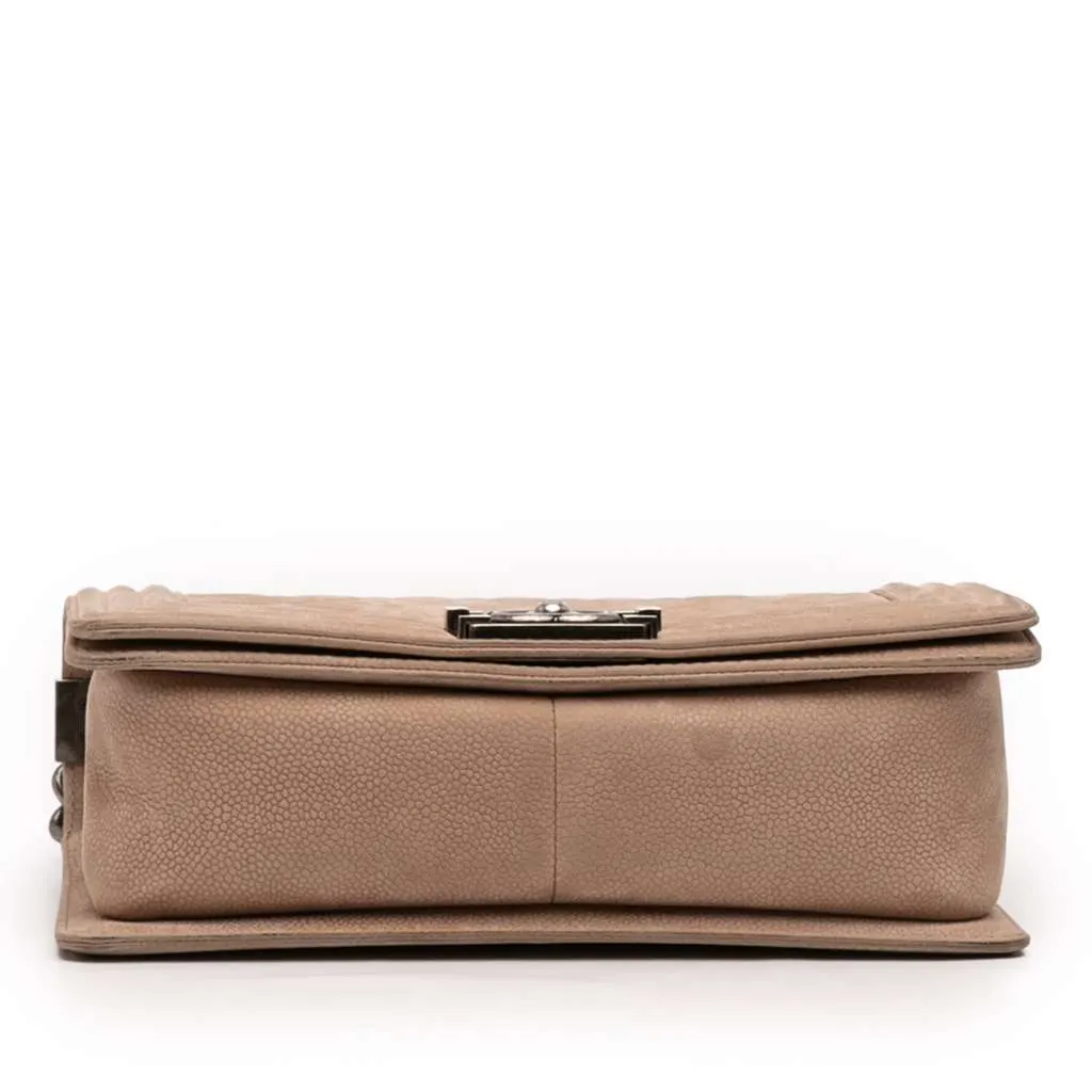 Chanel Old Medium Quilted Caviar Boy Flap Brown Leather Good - Inside View
