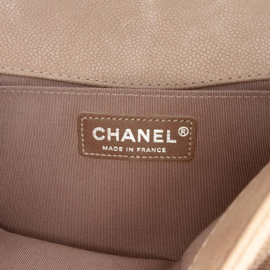 Chanel Old Medium Quilted Caviar Boy Flap Brown Leather Good - Box View