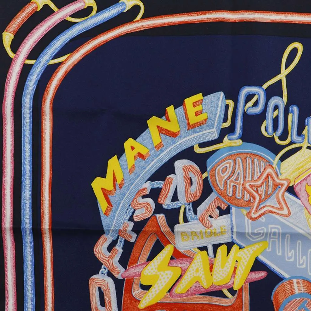 Hermès Gavroche Chevaloscope Neon Pointille Silk Scarf 45 Blue Silk Very good - Inside View