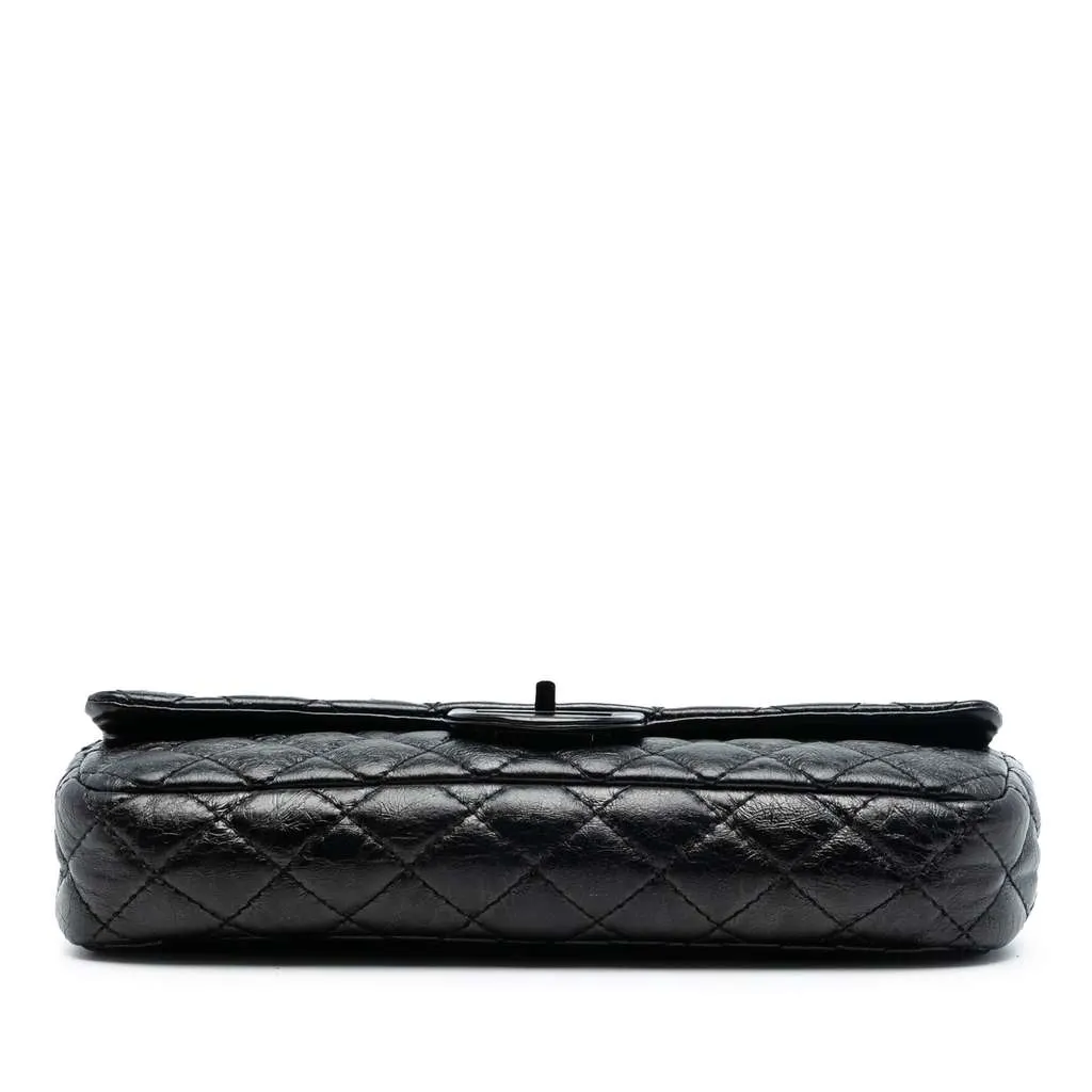Chanel Quilted Glazed Calfskin Reissue 2.55 Clutch with Chain Black Leather Very good - Inside View