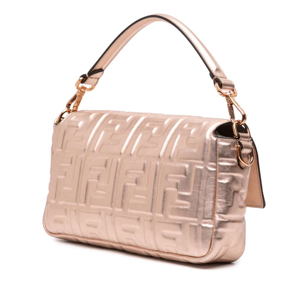 Fendi Zucca Embossed Leather Baguette Satchel - 2