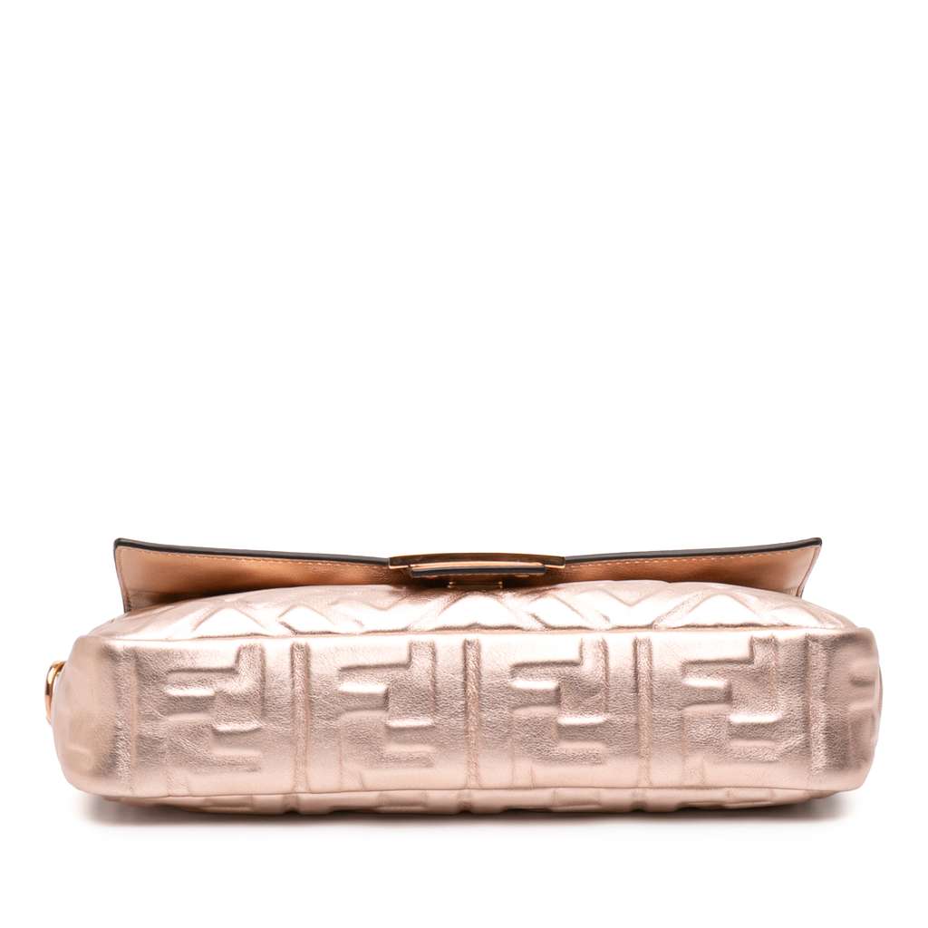 Fendi Zucca Embossed Leather Baguette Satchel - 3