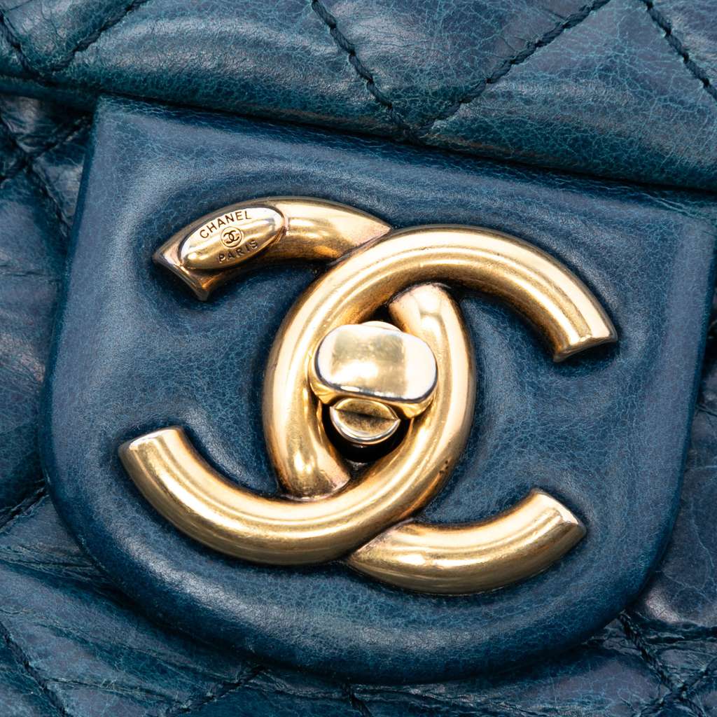 Chanel Large Glazed Calfskin Castle Rock Top Handle Flap - 5