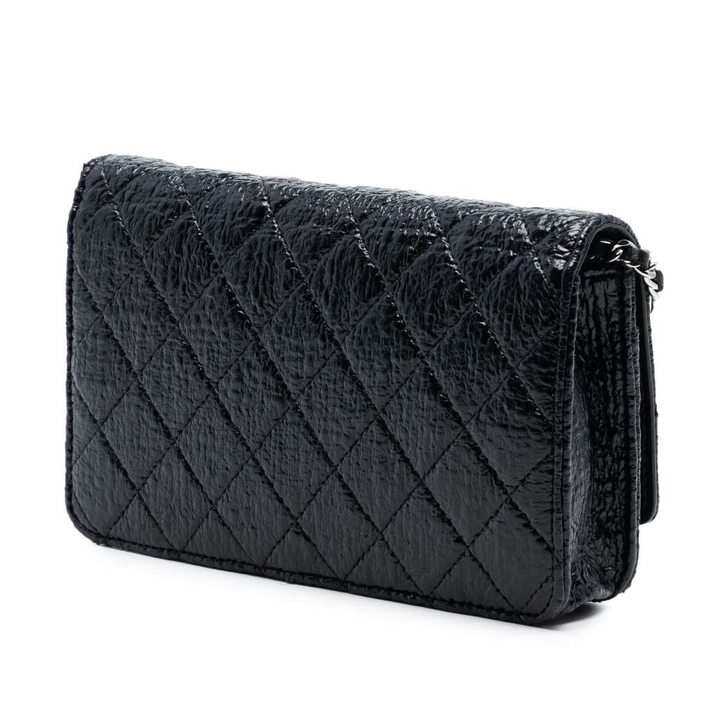 Chanel CC Quilted Crinkled Patent Wallet On Chain - 2