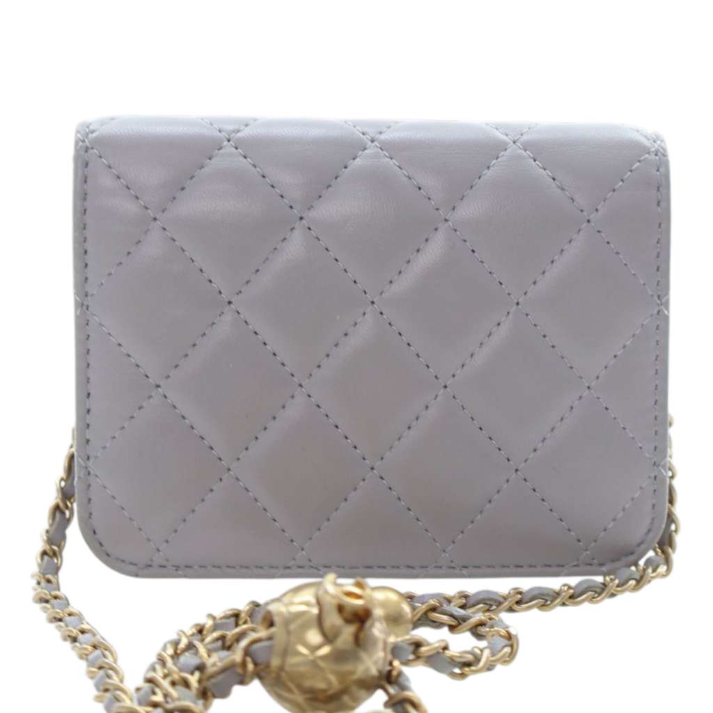 Chanel Mini Quilted Lambskin Pearl Crush Clutch with Chain - 4