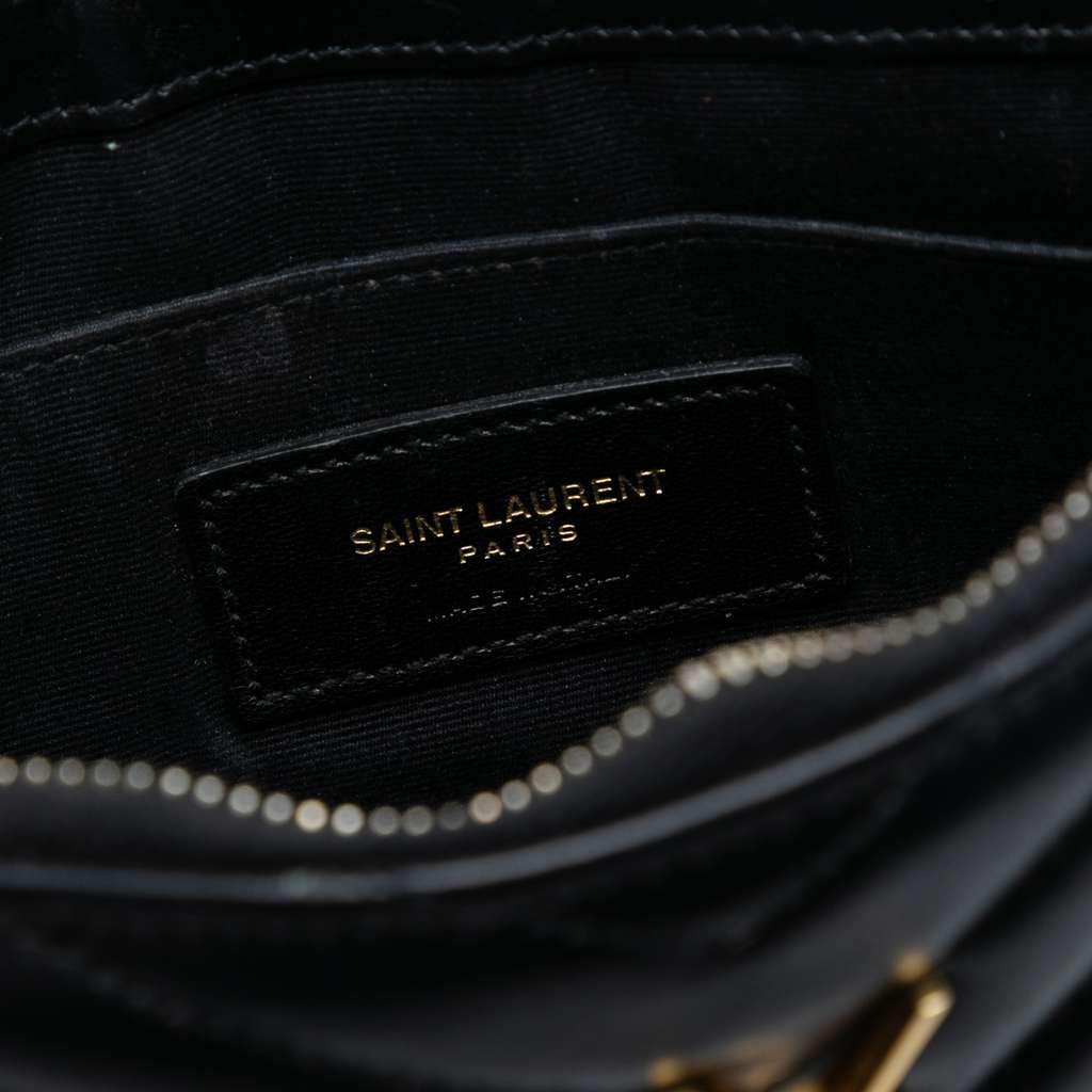 Saint Laurent Chevron Leather Monogram Zip A5 Wristlet Pouch - 5