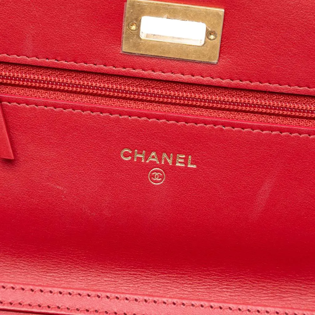 Chanel Quilted Tweed Reissue 2.55 Wallet On Chain Pink Tweed Very good - Box View