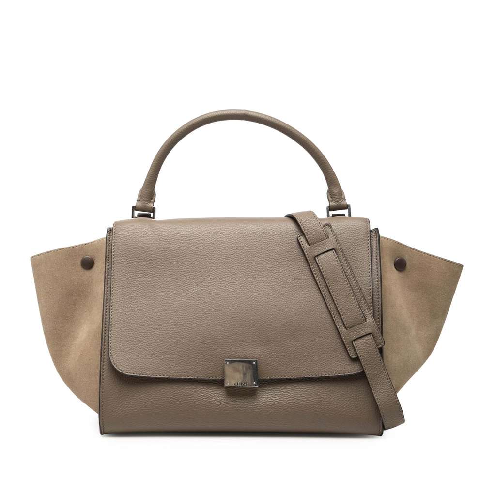 Celine Medium Bicolor Calfskin and Suede Trapeze Satchel