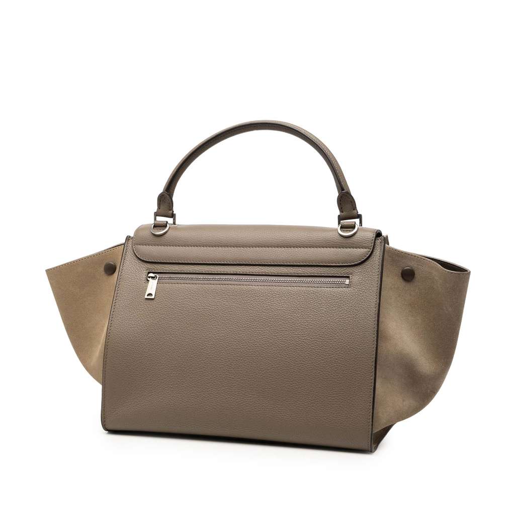Celine Medium Bicolor Calfskin and Suede Trapeze Satchel - 2