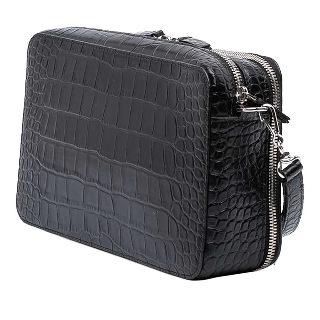 Balenciaga Croc Embossed Leather Wristlet Clutch Black Leather Very good - Back View