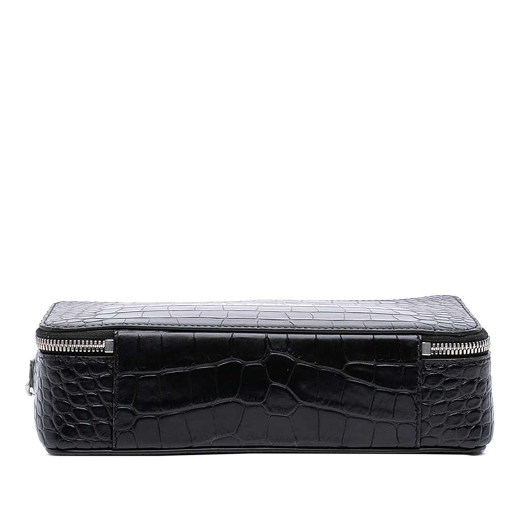 Balenciaga Croc Embossed Leather Wristlet Clutch - 3