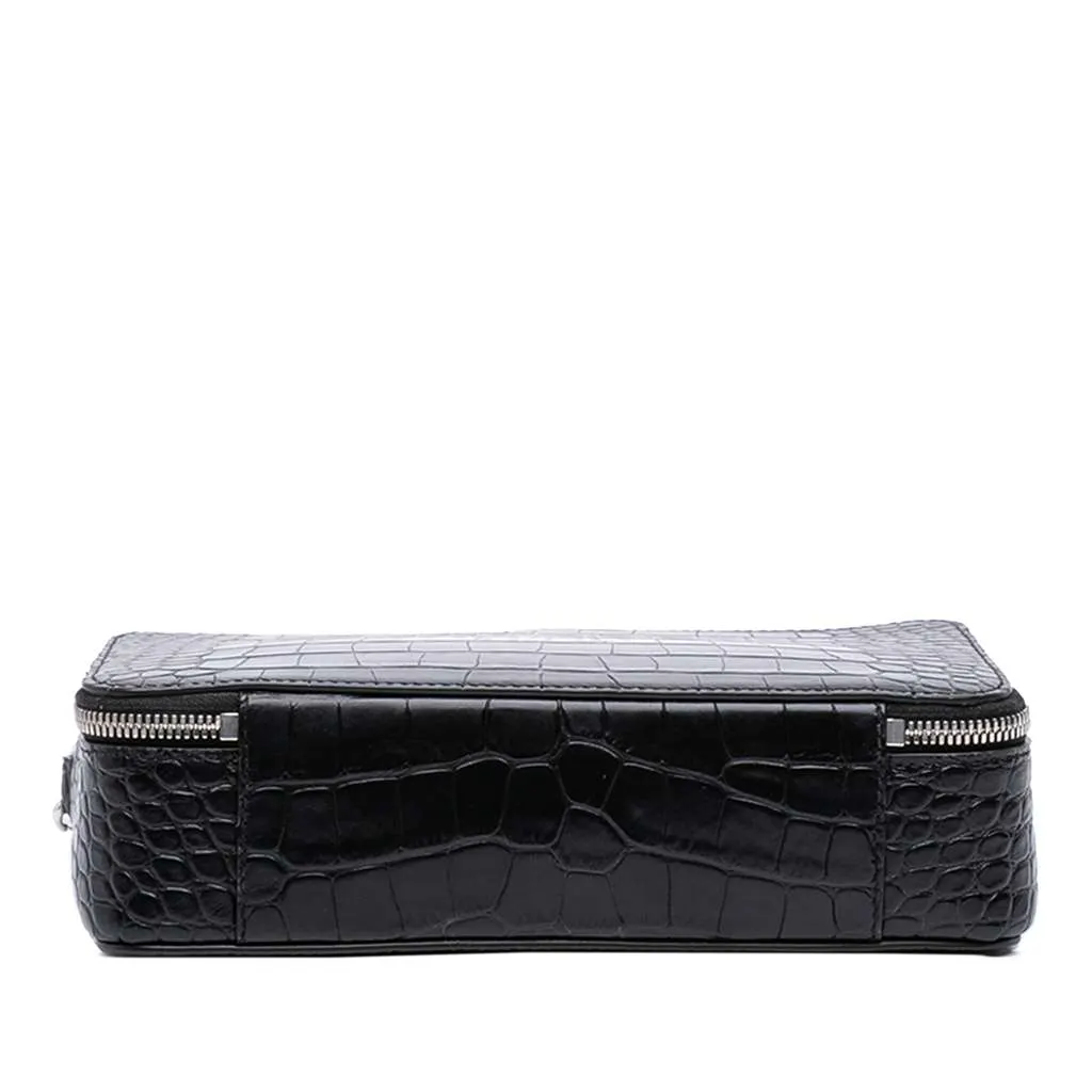 Balenciaga Croc Embossed Leather Wristlet Clutch Black Leather Very good - Inside View