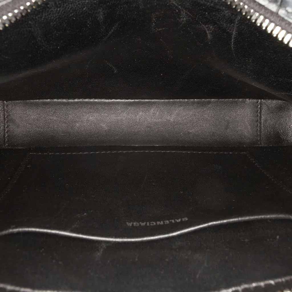 Balenciaga Croc Embossed Leather Wristlet Clutch Black Leather Very good - Model View