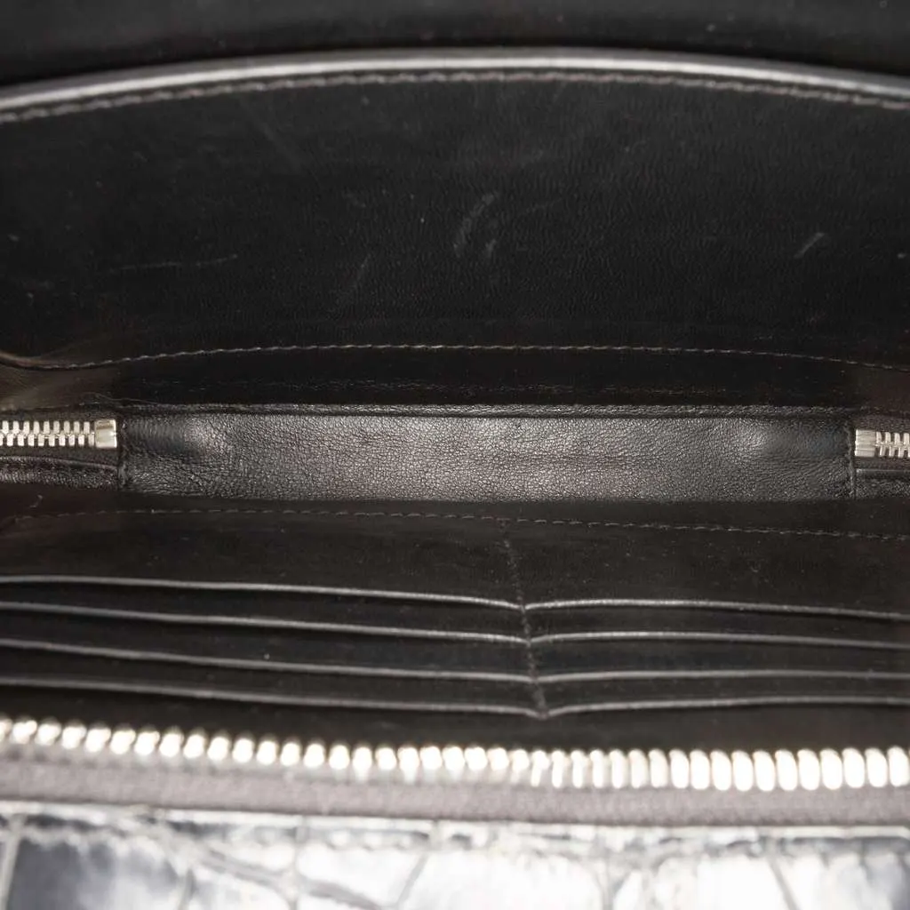 Balenciaga Croc Embossed Leather Wristlet Clutch Black Leather Very good - Box View