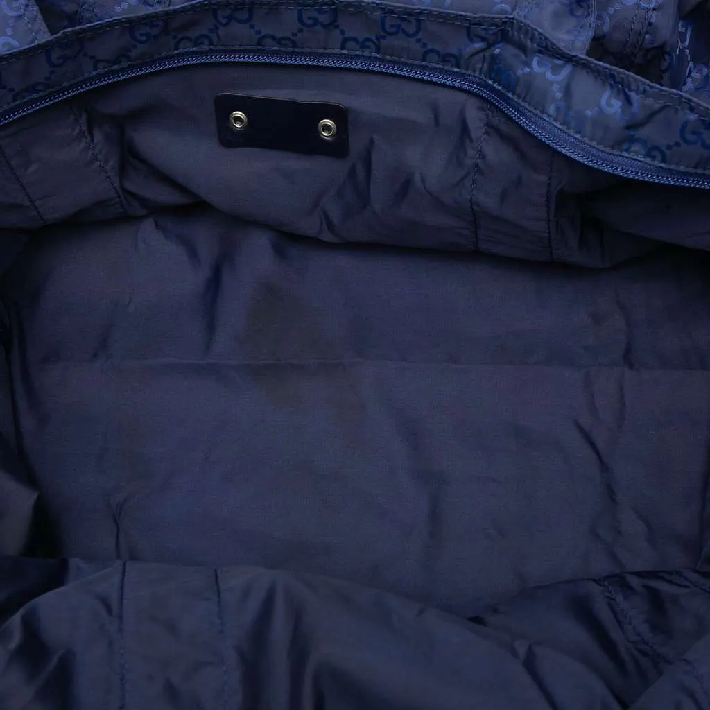 Gucci GG Nylon Teddy Bear Folding Tote Blue Very good - Model View