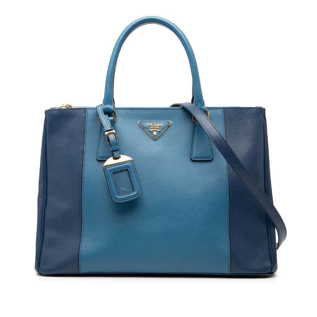 Prada Medium Bicolor Saffiano Lux Galleria Double Zip Satchel