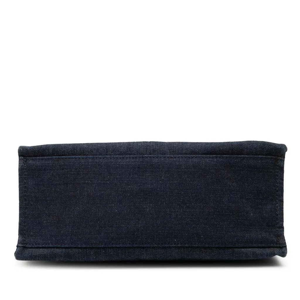 Burberry Nova Check Trimmed Denim Tote Blue Denim Good - Inside View