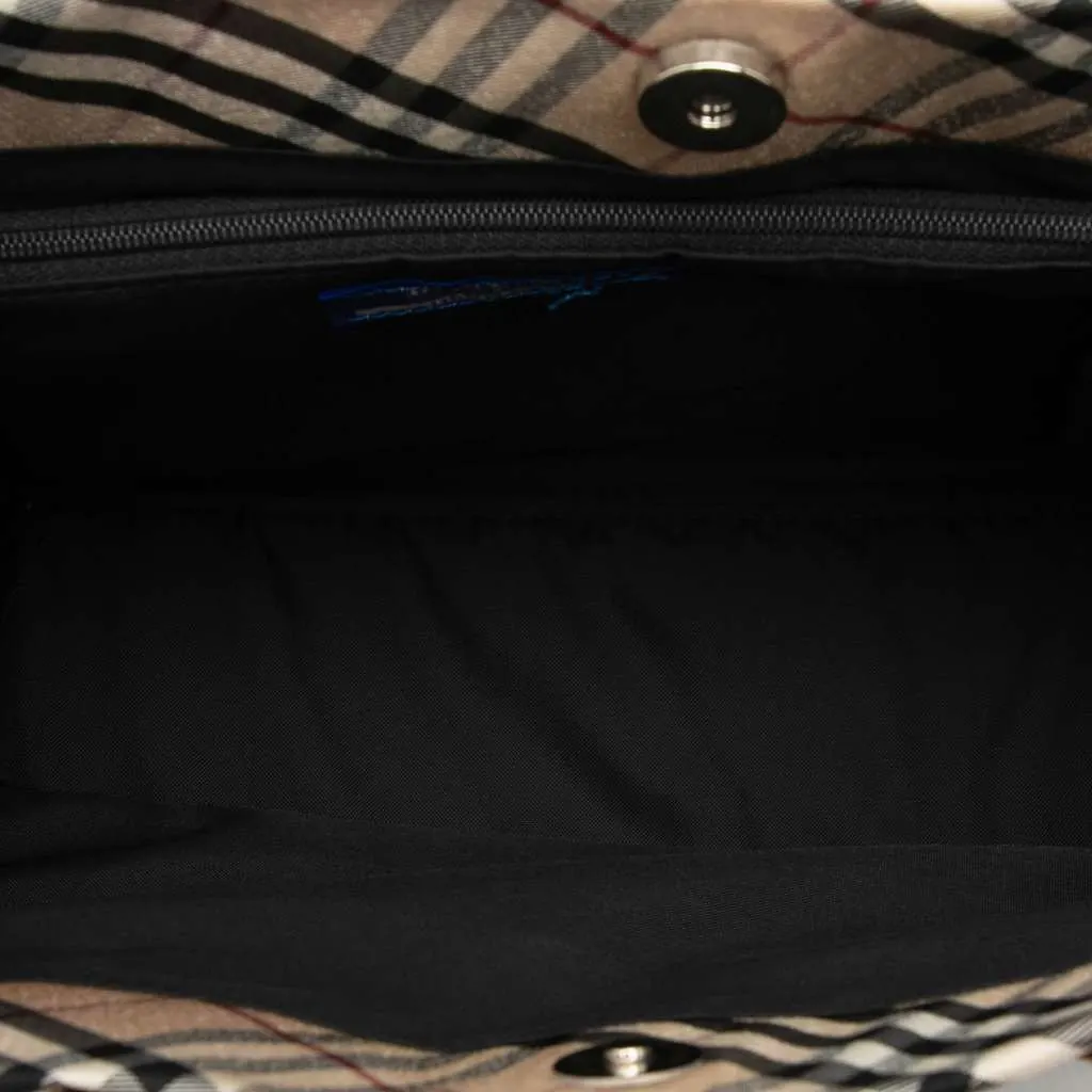 Burberry Nova Check Trimmed Denim Tote Blue Denim Good - Model View